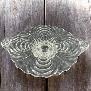 Cambridge Cambridge Caprice Pedestal Plate Clear Footed‎ Dish With Handles VTG